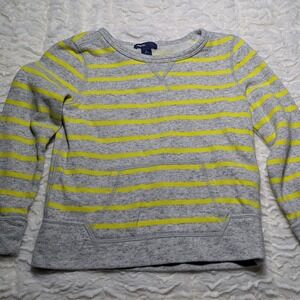Gap Kids Gray & Neon Yellow Stripe Pullover Sweatshirt Size S (6–7)